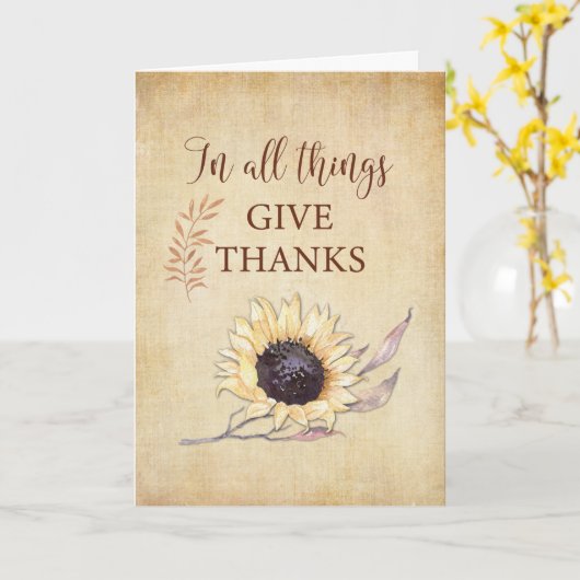 Thanksgiving geeft Bedankt soonbloem Kaart (Gele Bloem)