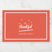 Thanksgiving geeft de voorkeur aan familienaam Sch Likeurfles Etiket (Enkel label)