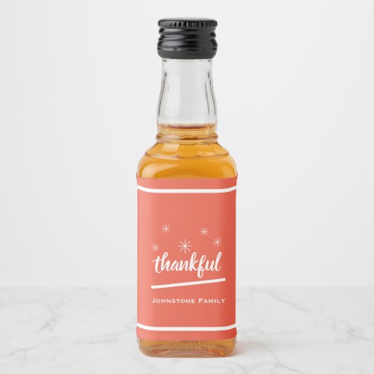 Thanksgiving geeft de voorkeur aan familienaam Sch Likeurfles Etiket (Voorkant)