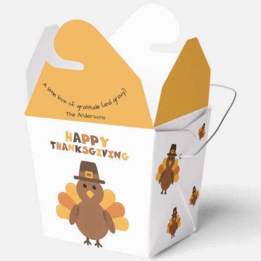 Thanksgiving Geel Sinaasappel Turkije Grote restje Bedankdoosjes (Open)
