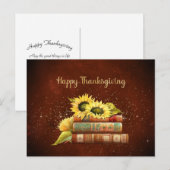 Thanksgiving Geel Zonnebloemen Boeken Zakelijk Feestdagenkaart (Voorkant / Achterkant)