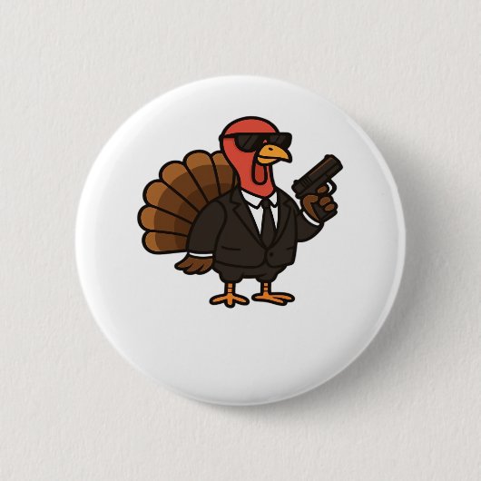 Thanksgiving geheim agent Turkije Classic T-shirt Ronde Button 5,7 Cm (Voorkant)
