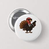 Thanksgiving geheim agent Turkije Classic T-shirt Ronde Button 5,7 Cm (Voorkant /achterkant)