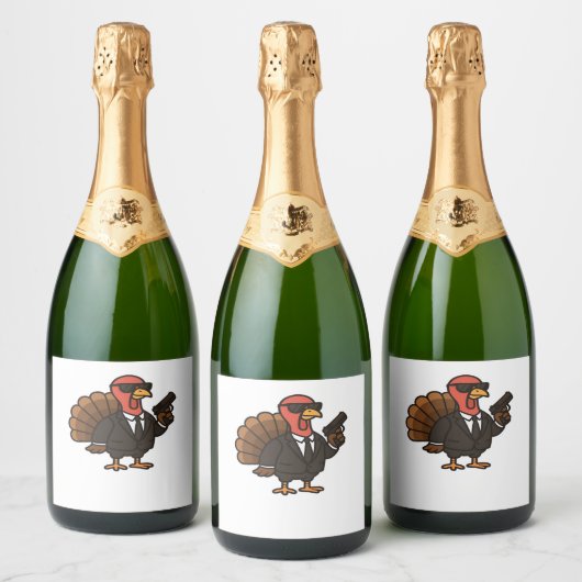 Thanksgiving geheim agent Turkije Classic T-shirt Sparkling Wijnetiket (Flessen)