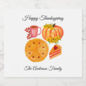 Thanksgiving gekruid latte Sinaasappel wit Sparkling Wijnetiket (Enkel label)