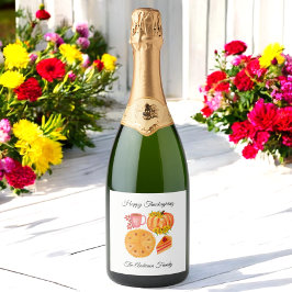 Thanksgiving gekruid latte Sinaasappel wit Sparkling Wijnetiket