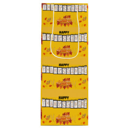 Thanksgiving - Gele papieren zak Wijn Cadeautas