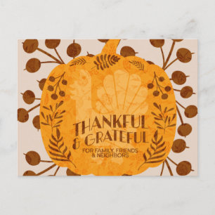 Thanksgiving Gelukkig Turkije Pumpkin Greenery Briefkaart