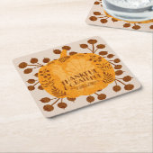Thanksgiving Gelukkig Turkije Pumpkin Greenery Kartonnen Onderzetters (Schuin)