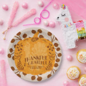 Thanksgiving Gelukkig Turkije Pumpkin Greenery Papieren Bordje (Feest)