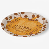 Thanksgiving Gelukkig Turkije Pumpkin Greenery Papieren Bordje (Gekanteld)