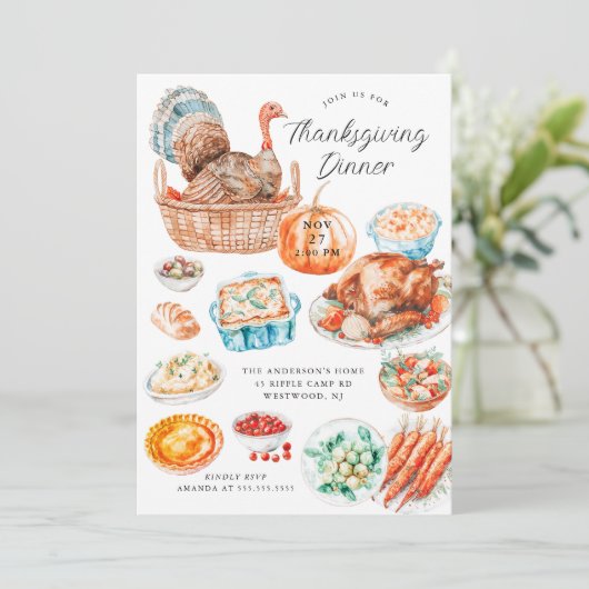 Thanksgiving geniet van het diner kaart (Staand voorkant)