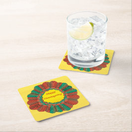 Thanksgiving Geometrische Oranje Groene Gouden Cir Kartonnen Onderzetters