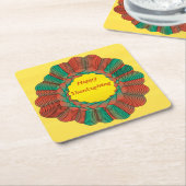 Thanksgiving Geometrische Oranje Groene Gouden Cir Kartonnen Onderzetters (Schuin)