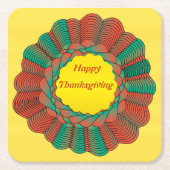 Thanksgiving Geometrische Oranje Groene Gouden Cir Kartonnen Onderzetters (Voorkant)