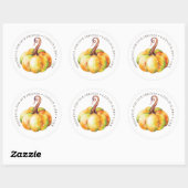 Thanksgiving gepersonaliseerde pompoen waterverf ronde sticker (Vel)