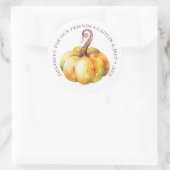 Thanksgiving gepersonaliseerde pompoen waterverf ronde sticker (Tas)