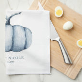 Thanksgiving Gepersonaliseerde pompoen waterverf Theedoek (Quarter Fold)