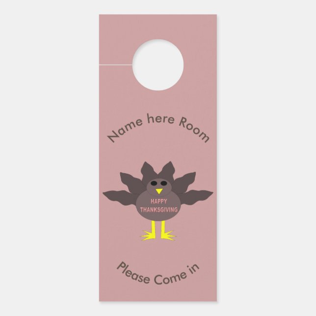 Thanksgiving Geplucst Turkije Gepersonaliseerd Deurhanger (Voorkant)