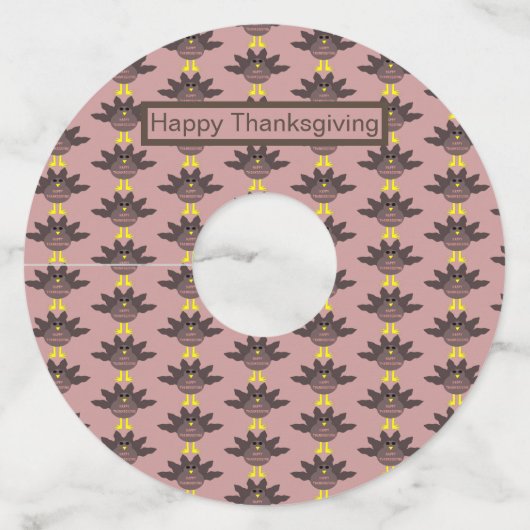 Thanksgiving Geplucst Turkije Gepersonaliseerd Wijnglaslabel (Voorkant)