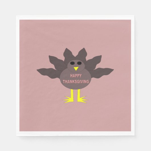 Thanksgiving Gepluct Turkey Cocktail Napkins Servetten (Voorkant)