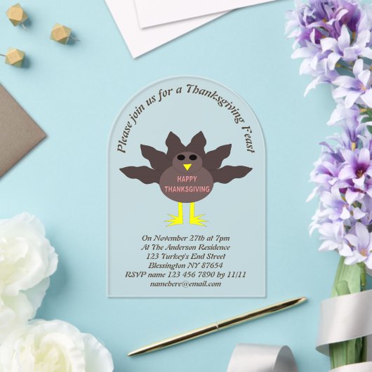 Thanksgiving Gepluct voor aangepast Turkije Acryl Uitnodigingen (Insitu (Huwelijk))