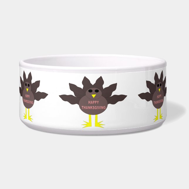 Thanksgiving geplukte Turkije Pet Bowl Voerbakje (Voorkant)