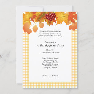 Thanksgiving geruite picknickfeest uitnodiging