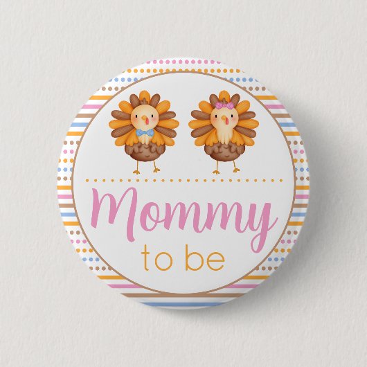 Thanksgiving Geslacht Onthullen Turkije Mama Ronde Button 5,7 Cm (Voorkant)