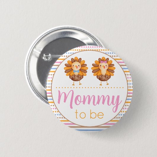 Thanksgiving Geslacht Onthullen Turkije Mama Ronde Button 5,7 Cm (Voorkant /achterkant)