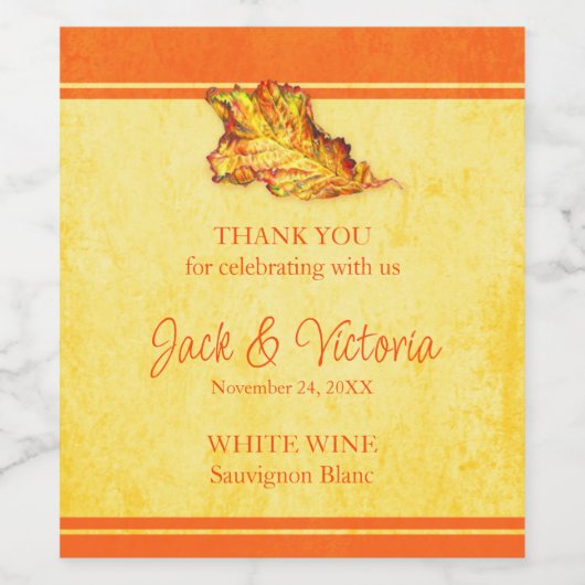 Thanksgiving gevallen blad aangepaste wijnlabels wijn etiket (Enkel label)