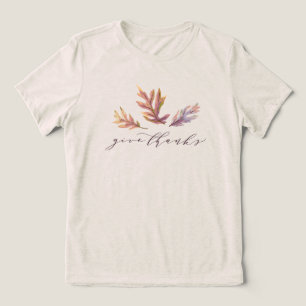 Thanksgiving geven bedankt vallen bladeren elegant Tri-Blend shirt