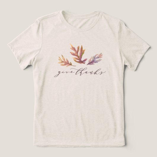Thanksgiving geven bedankt vallen bladeren elegant Tri-Blend shirt (Design voorkant)