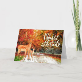 Thanksgiving Gezegend en Thankful Autumn Forest Feestdagen Kaart