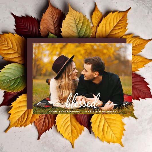 Thanksgiving Gezegende Script Foto Ansichtkaart Briefkaart