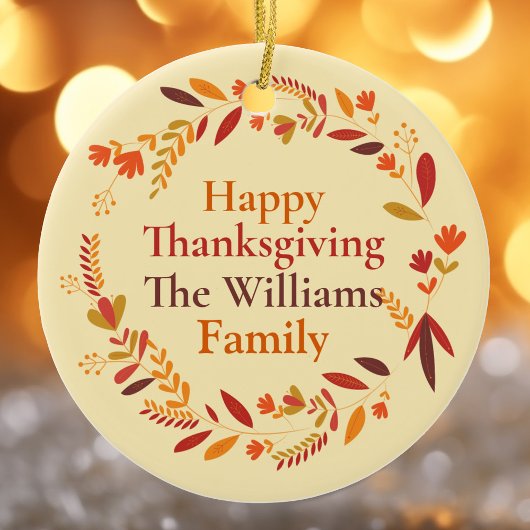 Thanksgiving - Gezinsmonogram Aangepaste herfst Wr Keramisch Ornament