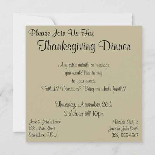  Thanksgiving, gezinsplanning Kaart (Achterkant)