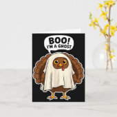 Thanksgiving Ghost Turkey Disguise Funny Halloween Kaart (Gele Bloem)