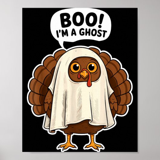 Thanksgiving Ghost Turkey Disguise Funny Halloween Poster (Voorkant)