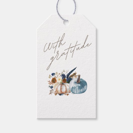 Thanksgiving Gift Label, Bloemen, Pompoen Cadeaulabel (Voorkant)