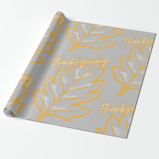 Thanksgiving Gift Wrapping - Grijs Goud Cadeaupapier (Uitgerold)
