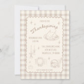Thanksgiving Gingham Tan Neutral Aesthetic Kaart (Voorkant)