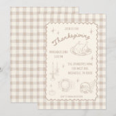 Thanksgiving Gingham Tan Neutral Aesthetic Kaart (Voorkant / Achterkant)