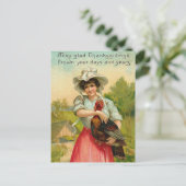 Thanksgiving Girl Greeting Feestdagenkaart (Staand voorkant)