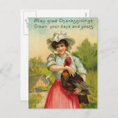 Thanksgiving Girl Greeting Feestdagenkaart (Voorkant / Achterkant)