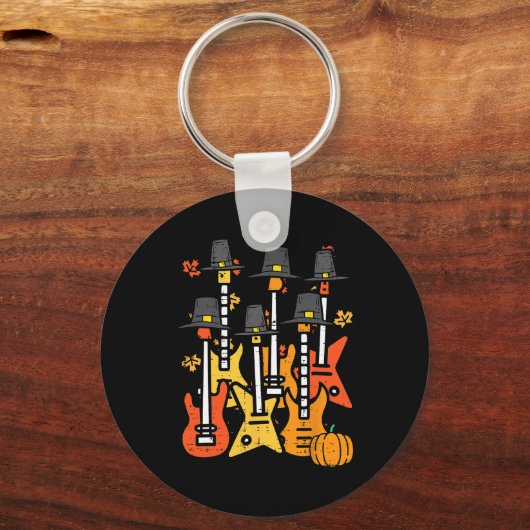 Thanksgiving Gitaren Herfst Rock Muziek Riocker Ma Sleutelhanger (Voorkant)