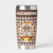 Thanksgiving Give Thanks To The Lord Brown Plaid Geïsoleerde Drinkbeker (Voorkant)