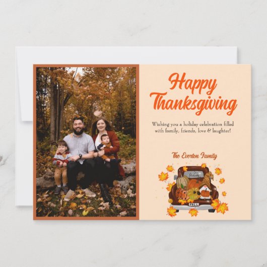 Thanksgiving Gnome Afbeelding Flat Holiday Card Feestdagenkaart (Voorkant)