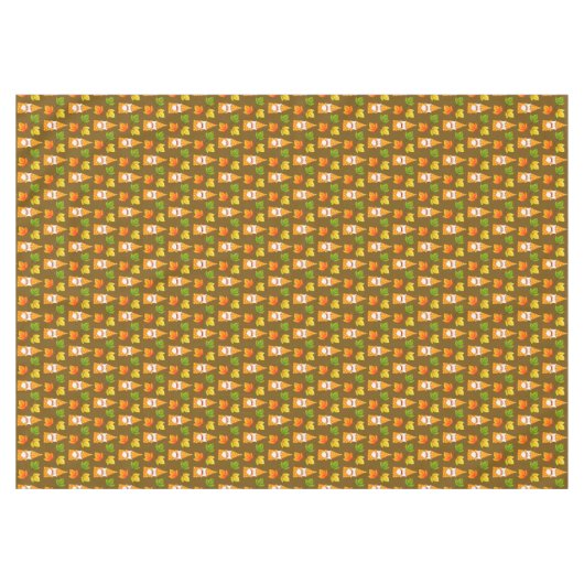 Thanksgiving Gnome en herfst bladeren op bruin Tafelkleed (Voorkant (Horizontaal))