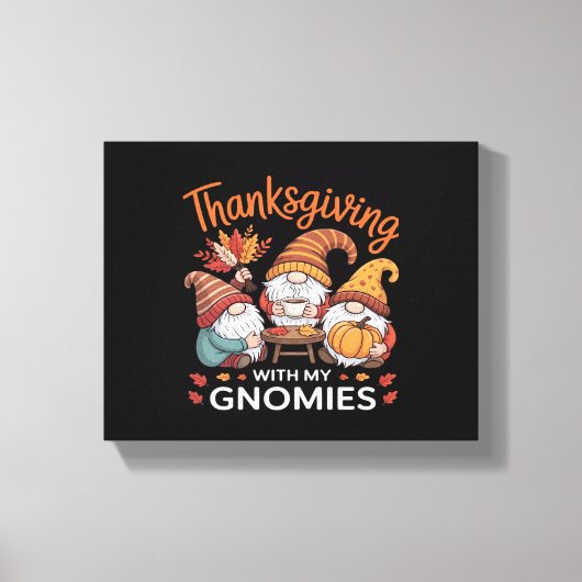 Thanksgiving Gnome Herfst Leopard Turkije Essentia Canvas Afdruk (Voorkant)